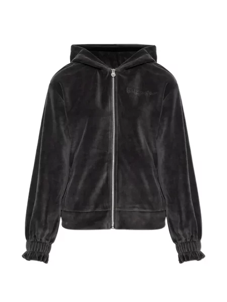Hanorac cu glugă Ea7 Emporio Armani de catifea gri