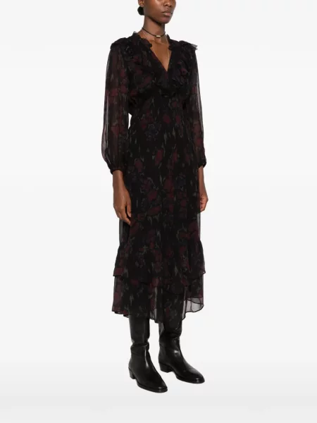 Rochie midi Ba&sh cu model floral cu imagine negru
