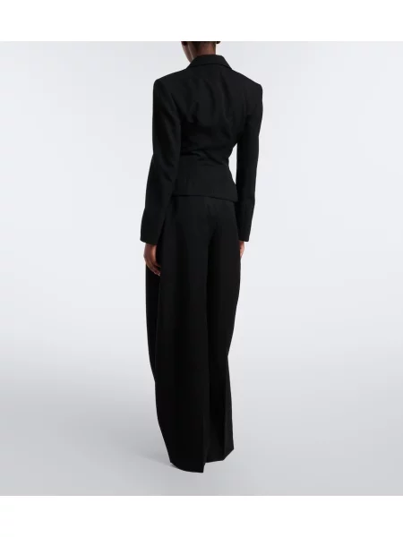 Pantaloni Mugler de lână negru