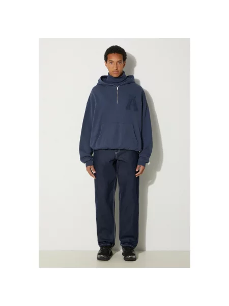 AMBUSH bluza Collar Rib Sweatshirt Insignia z kapturem z aplikacją niebieski