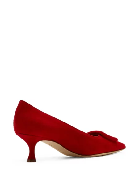 Pantofi cu toc Manolo Blahnik din piele de căprioară roșu