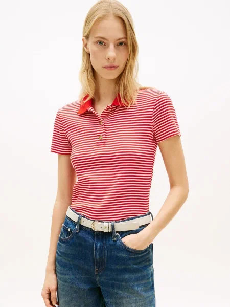 TOMMY HILFIGER Póló piros fehér
