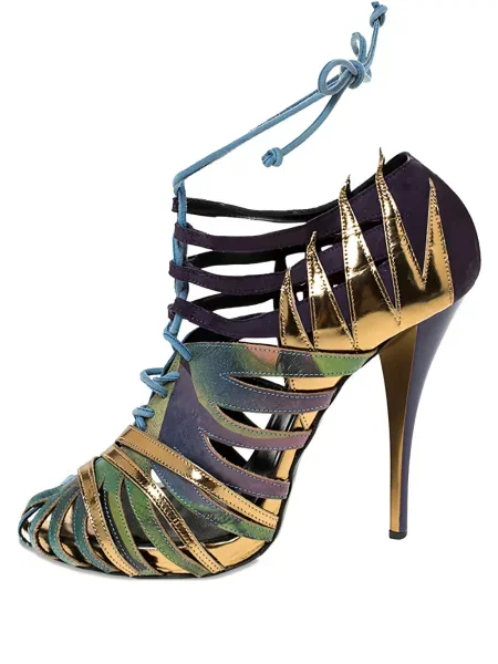 Botine Pierre Hardy cu șireturi din dantelă galben