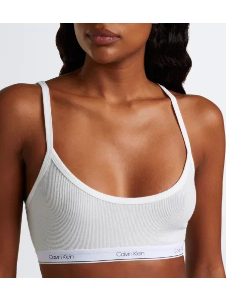 Sutien bralette Calvin Klein Collection tricotate alb