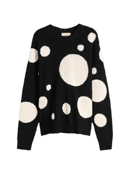 Sweter Folk w grochy biały