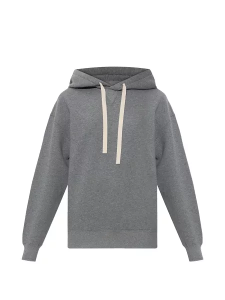 Hanorac cu glugă Jil Sander cu imagine din material terry cu cordon gri