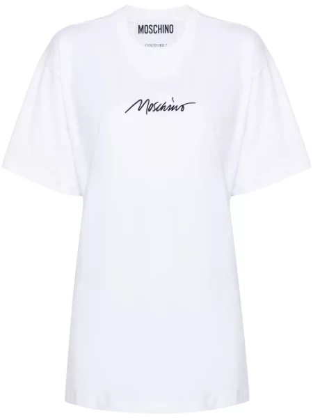 Tricou Moschino cu broderie alb