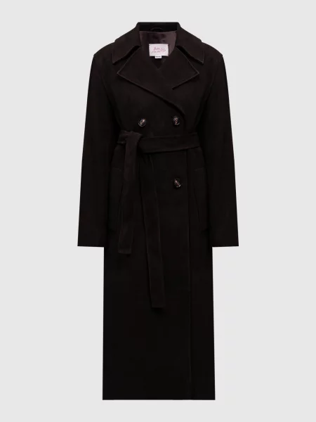 Замшеве двобортне пальто Babe Pay Pls коричневе