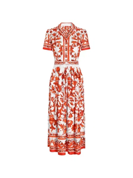 Rochie Dolce & Gabbana cu imagine din țesătură twill roșu