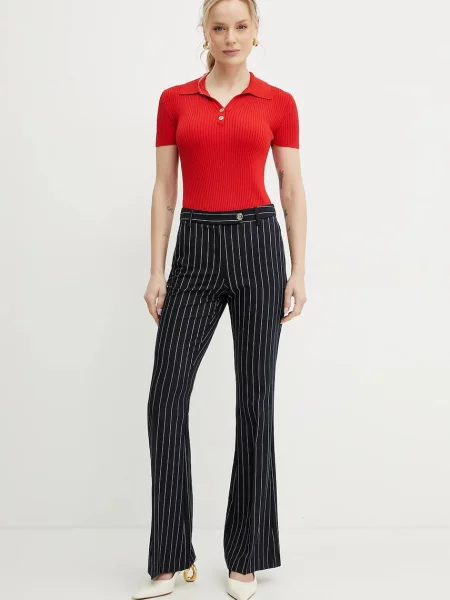 Fracomina spodnie granatowy dzwony high waist