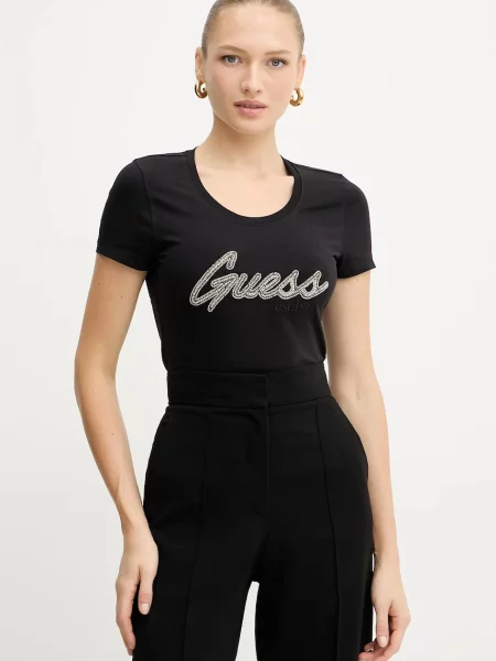 Koszulka GUESS Ss Logo Hot Fix Tee Black S czarna