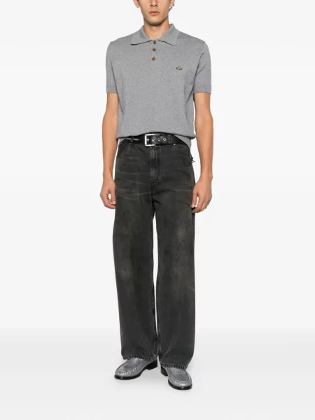 Tricou polo Vivienne Westwood cu broderie gri