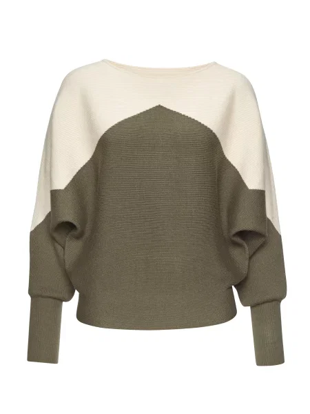 LASCANA Pulover oliv / lână alb