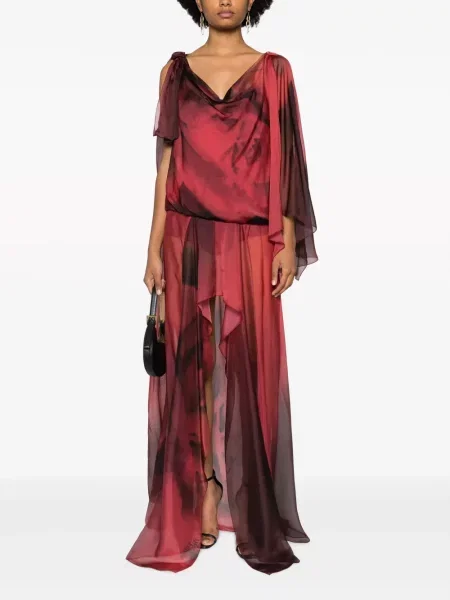 Šilkinis gėlėtas raštuotas maxi suknele Alberta Ferretti
