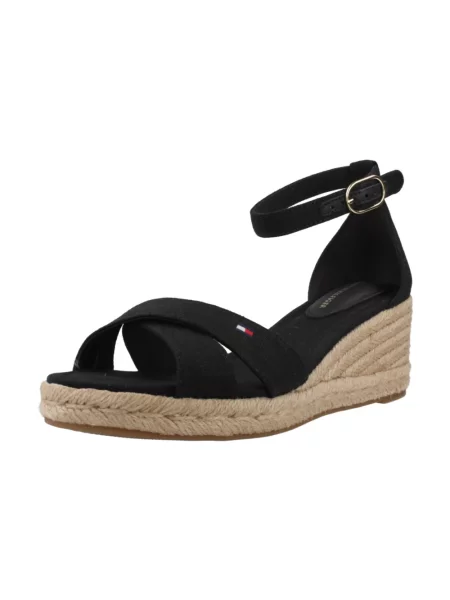 Tommy Hilfiger Espadryle Mid Wedge Espad X Cross czarny