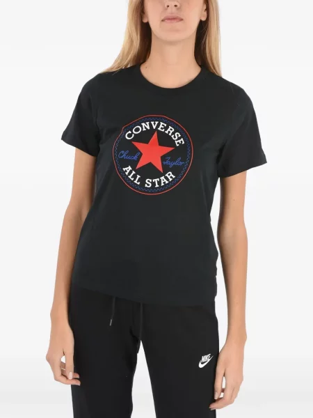 Top Converse cu platformă din canvas cu imagine alb