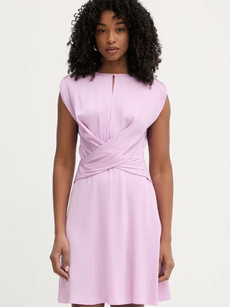 BOSS sukienka z wiskozą Devari fioletowa