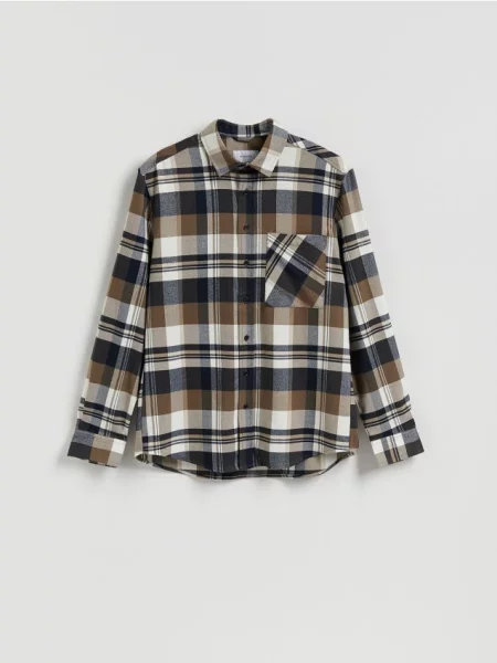 Reserved Cămașă regular fit în carouri bej