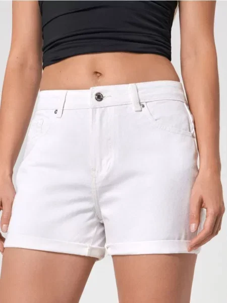 Джинсові шорти high waist mom білий