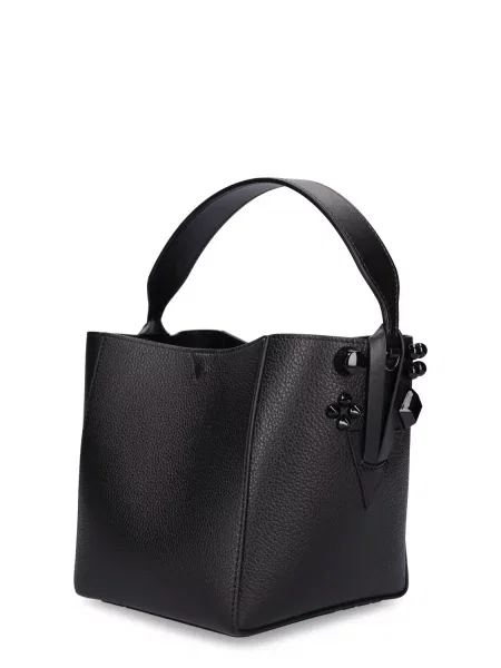 Kožená bucket kabelka Christian Louboutin čierna