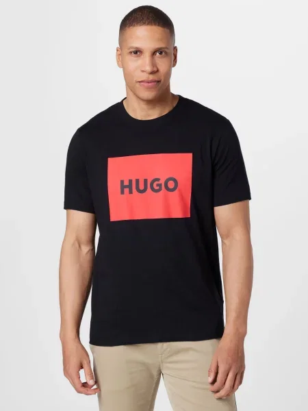 HUGO Tricou Dulive / roșu negru