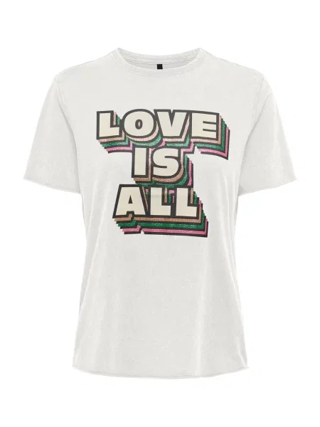 ONLY Tricou ONLLUCKY verde iarbă / roz / negru alb
