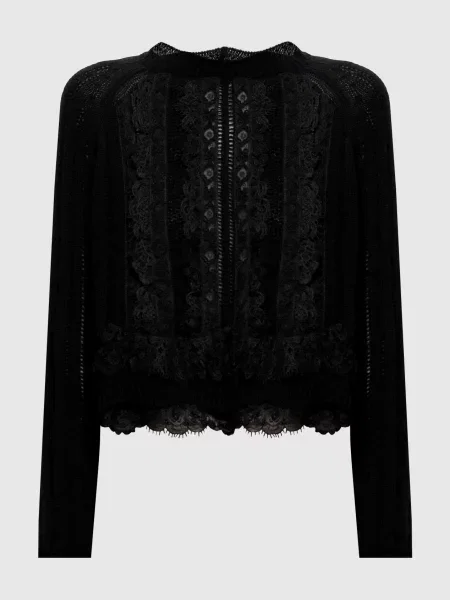 Светр з кашеміру з мереживом Ermanno Scervino чорний