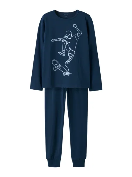NAME IT Pijamale NKMTitan Skater albastru închis alb