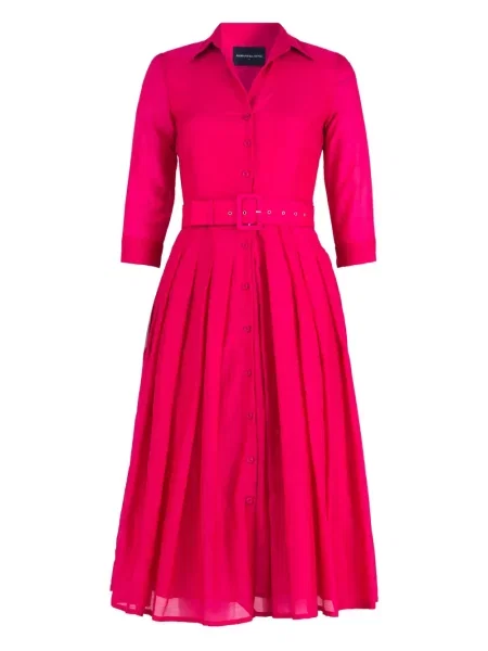 Sukienka midi Samantha Sung plisowana do kolan garniturowa różowa