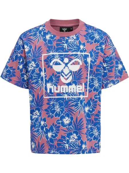 Koszulka dziewczęca w kwiaty Hummel różowa