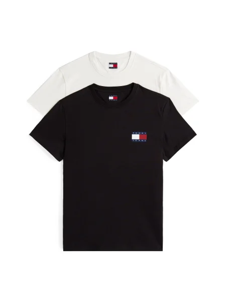 Tommy Jeans Tricou bleumarin / roșu cranberry / negru alb