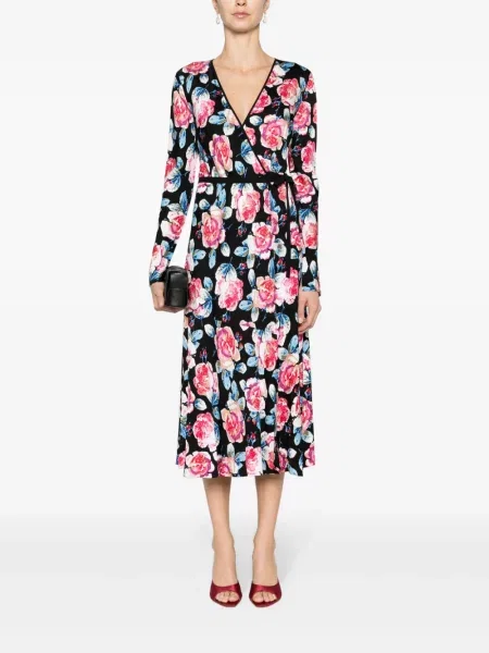 Raštuota apvynioti midi suknelė Dvf Diane Von Furstenberg iki kelių juoda