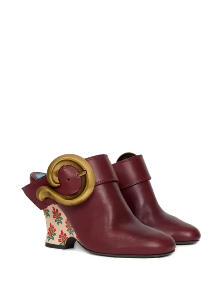 Papuci tip mules Etro cu model paisley cu cataramă roșu