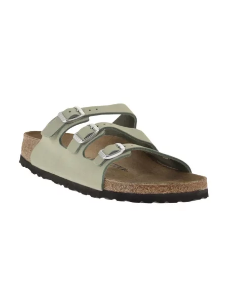 Klapki Birkenstock skórzane zielone