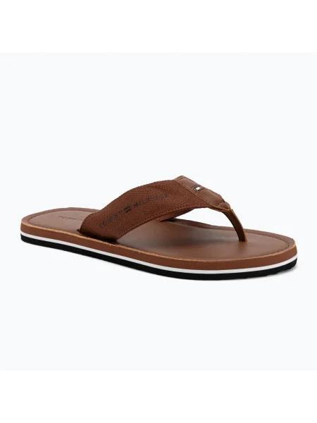 Мъжки джапанки Tommy Hilfiger Leather Beach Sandal winter cognac кафяво