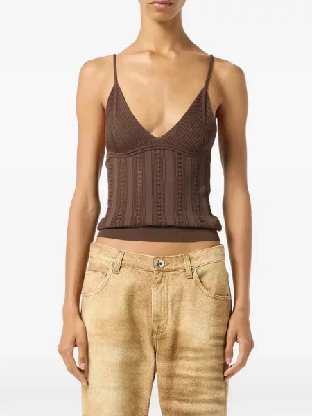 Top Blumarine cu decolteu în V maro