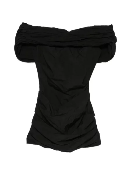 Rochie mini Magda Butrym cu volane cu umerii deschiși negru