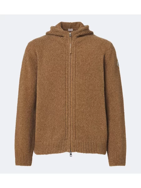 Hanorac cu glugă Moncler de lână maro