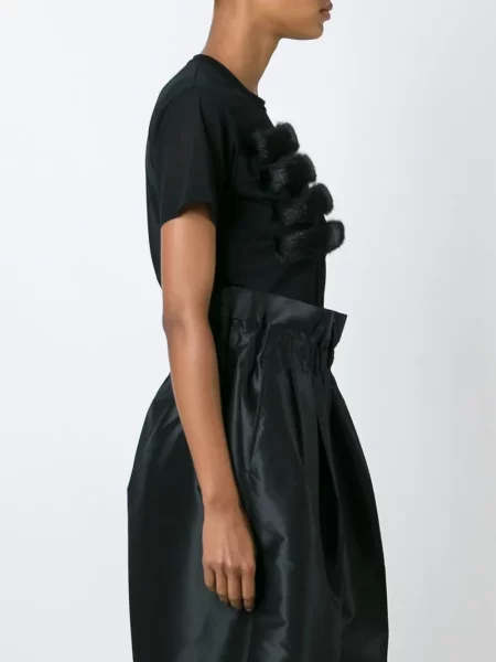 Futro koszulka Comme Des Garcons z naszywkami czarna