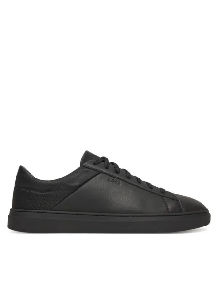 Sneakerși Boss din piele negru