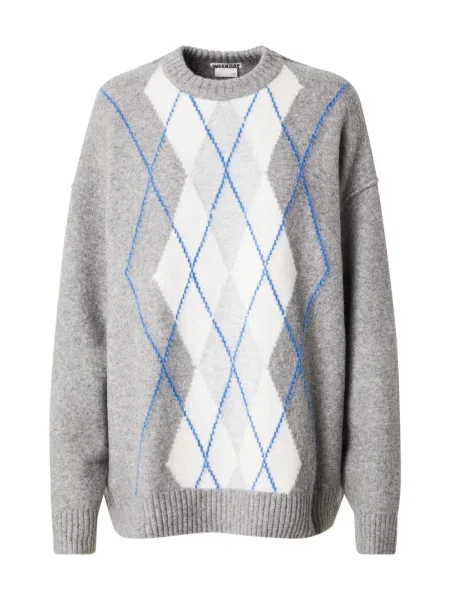 WEEKDAY Pulover Jules bleumarin / gri deschis / gri amestecat alb