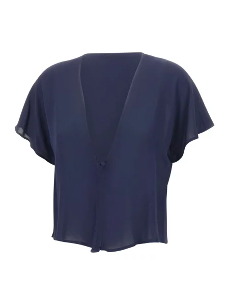 Bluzka Kaos z dekoltem w serek niebieska