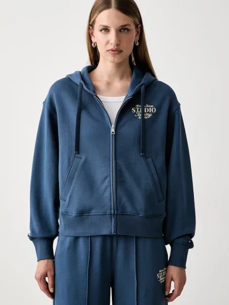 Tommy Hilfiger hanorac cu glugă pentru femei cu albastru