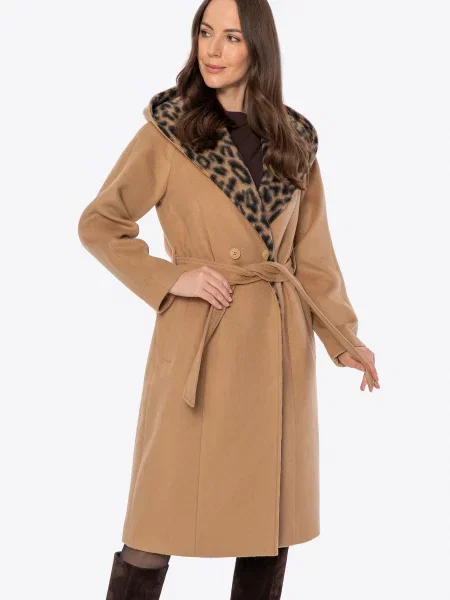 Płaszcz dwurzędowy z wełną camelowy