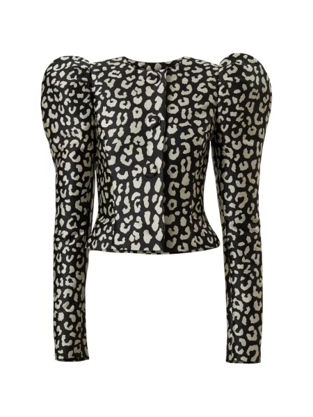 Geacă Carolina Herrera cu model leopard din jacard negru