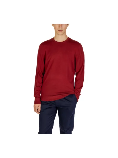 Sweter Calvin Klein Jeans wełniany klasyczny z dekoltem w kształcie litery U niebieski