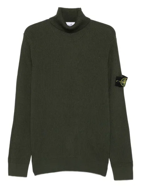 Sweter z golfem Stone Island z kamieniami zielony