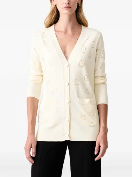 Cardigan Fracomina cu imagine cu model leopard cu decolteu în V