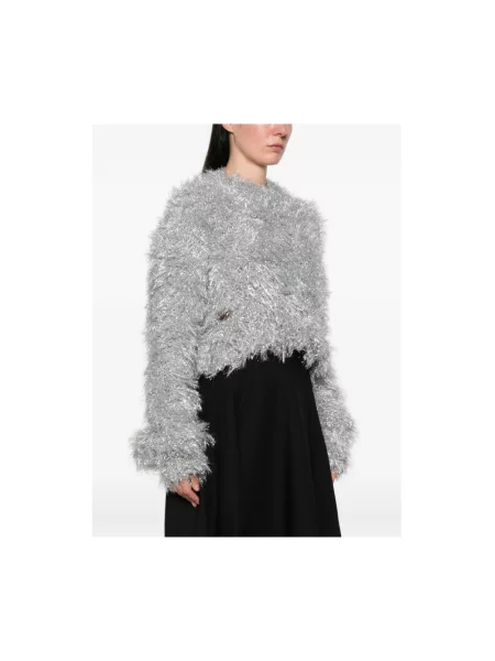 Sweter Junya Watanabe wełniany o skróconej długości szary