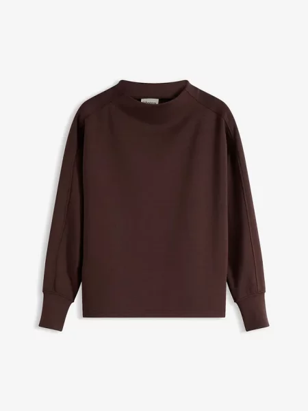Bluza oversize z miękkiego materiału scuba brązowa